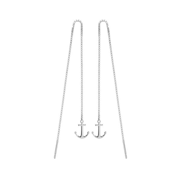 Boucles d'oreilles Argent 925 Chaine Vénitienne avec Ancre Marine 10 mm
