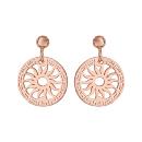 Boucles d'oreilles Argent 925 Dorure Rose Rond Découpé Motif Soleil