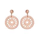 Boucles d'oreilles Argent 925 Dorure Rose Rond Découpé Motif Soleil