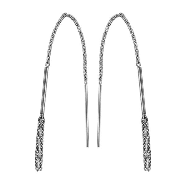 Boucles d'oreilles Argent 925 Chainette avec Baguette