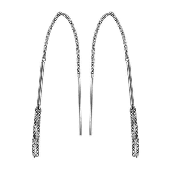 Boucles d'oreilles Argent 925 Chainette avec Baguette