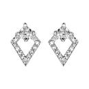 Boucles d'Oreilles Argent 925 Losange avec Zirconium Sertis