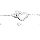 Bracelet Argent 925 Double Coeur Gravure " Un Peu, Beaucoup "