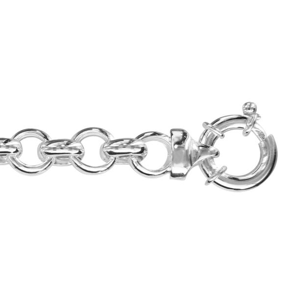 Bracelet Argent 925 Maille Jaseron 10 mm Fermoir Bouée