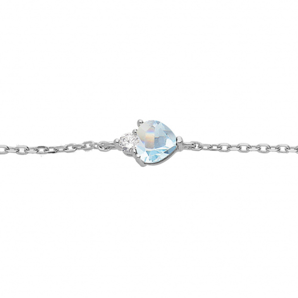 Bracelet Argent 925 Rhodié Zirconium Blanc en Forme de Coeur