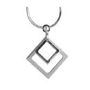 Collier Argent 925 Double Carrés en Diagonale