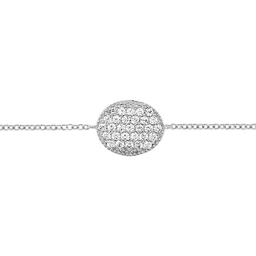 Bracelet Argent 925 et Zirconium Sertis Forme Ovale