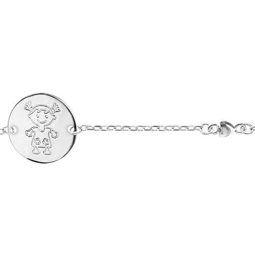 Bracelet Argent 925 Rond Dessin Petite Fille