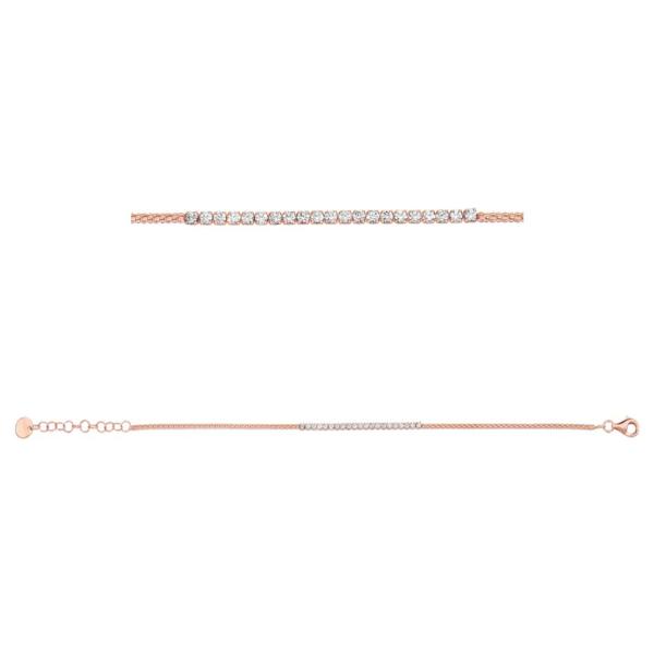 Bracelet Argent 925 et Dorure Rose Rail Zirconium Sertis