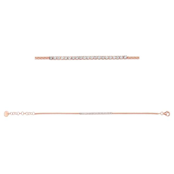 Bracelet Argent 925 et Dorure Rose Rail Zirconium Sertis
