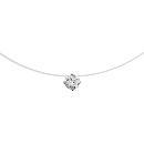 Collier Argent 925 et Zirconium Blanc Solitaire 5 mm Fil Nylon