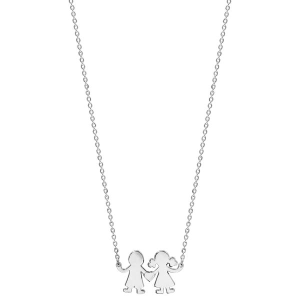 Collier Argent 925 Pendentif Motif Fille / Garçon