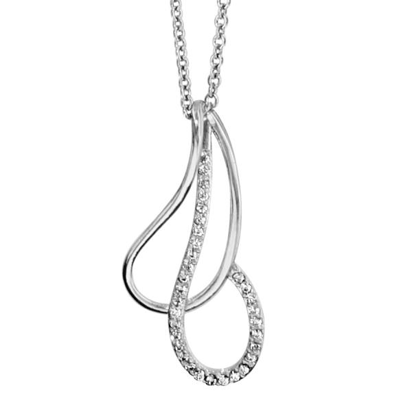 Collier Argent 925 et Zirconium Sertis Double Gouttes Croisées