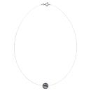 Collier Argent 925 Fil Nylon Perle d'imitation Grise 10 mm 42 cm