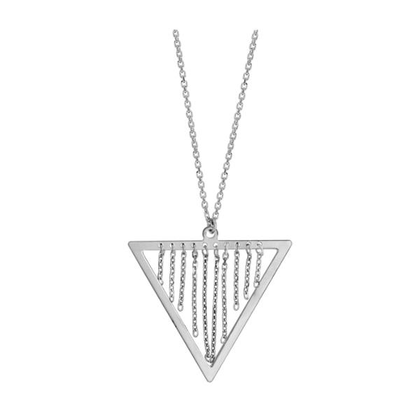 Collier Argent 925 Pendentif Triangle avec Chainettes