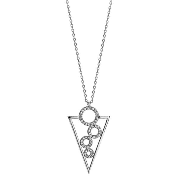 Collier Argent 925 Triangle avec Cercles de Zirconium