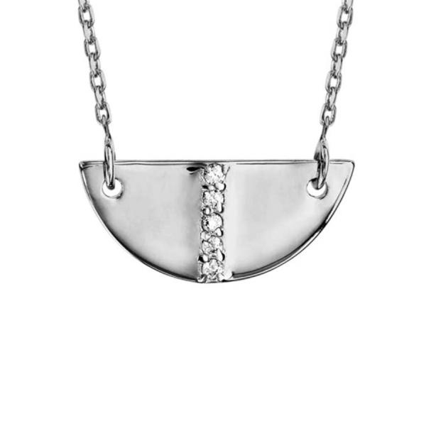 Collier Argent 925 Forme Demi Lune avec Zirconium Sertis