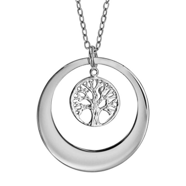 Collier Argent 925 Pendentif Rondelle Arbre de Vie