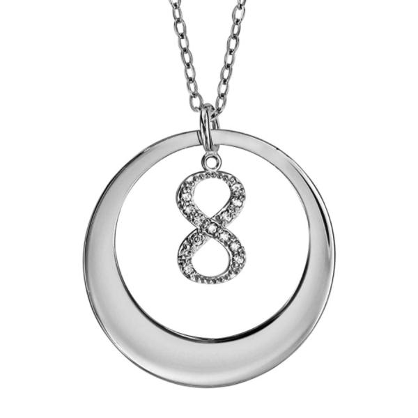 Collier Argent 925 Pendentif Rondelle Infini avec Zirconium Sertis