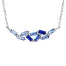 Collier Argent 925 Zirconium Bleus Rectangulaires