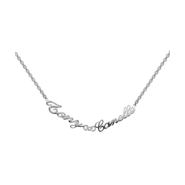 Collier Argent 925 Maille Forçat 2 mm + 2 Prénoms Découpés Anglaise