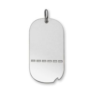 Pendentif Argent 925 Plaque Militaire GI Trouée Modèle Grand