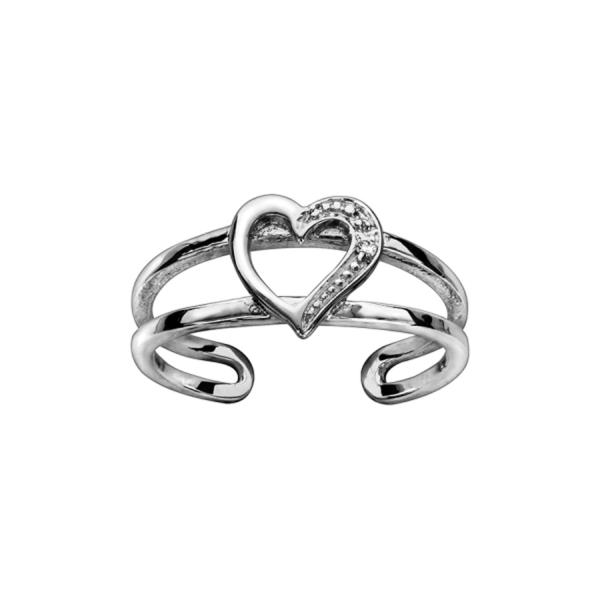 Bague de Pied Argent 925 Motif Coeur