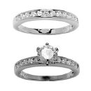 Bague Argent 925 Double Anneaux Solitaire Zirconium