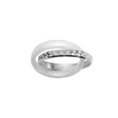 Bague Argent 925 Double Anneaux Céramique Blanc + Etoile Diamanté