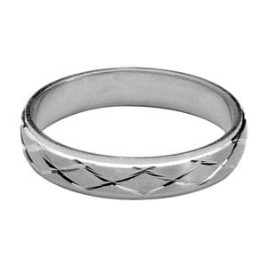 Bague Alliance Argent 925 Brossée Motif X 5 mm