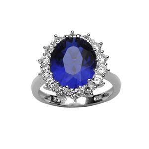 Bague Argent 925 'Royale" et Zirconium Bleu