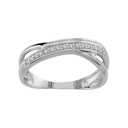 Bague Argent 925 et Zirconium Blanc Croisée