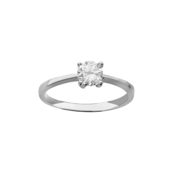 Bague Argent 925 Solitaire Zirconium 5 mm 4 Griffes