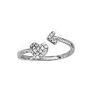 Bague Argent 925 Ouverte Coeur et Zirconium Ajustable