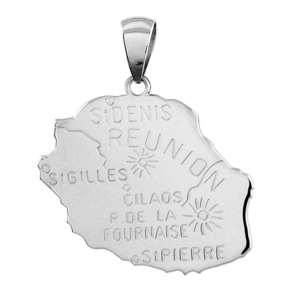 Pendentif Argent 925 Carte La Réunion