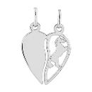 Pendentif Argent 925 Coeur à Partager Cheval