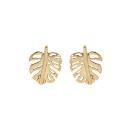 Boucles d'oreilles Acier 316 L et PVD Jaune Pendentif Feuillage