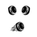 Boucles d'oreilles Acier 316 L et Zirconium Rond Noir