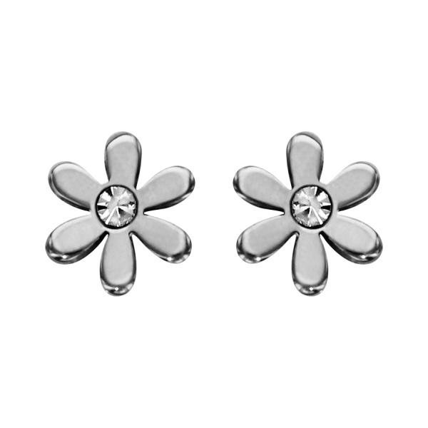 Boucles d'oreilles Acier 316 L Enfant Zirconium Fleur Marguerite