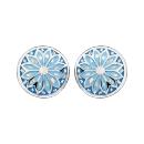 Boucles d'oreilles Acier 316 L Rondes Motifs Dégradés Bleu avec Nacre