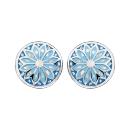 Boucles d'oreilles Acier 316 L Rondes Motifs Dégradés Bleu avec Nacre