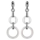 Boucles d'oreilles Acier 316 L Pendante Double Anneau Céramique Blanc