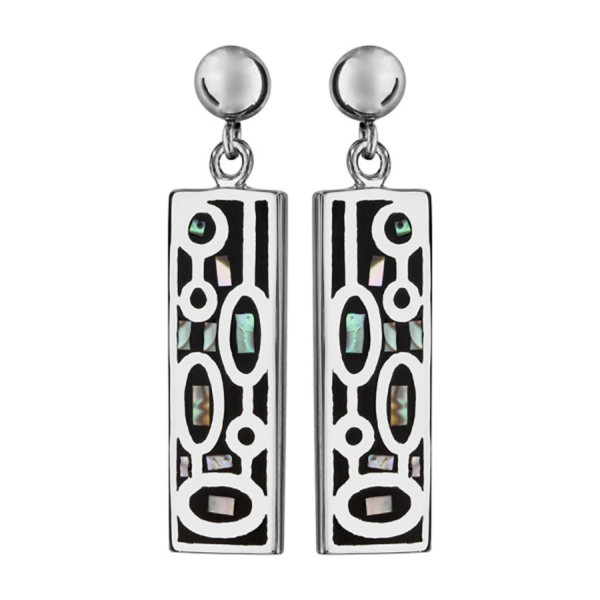 Boucles d'oreilles Acier 316 L avec Nacre Forme Rectangulaire Noir