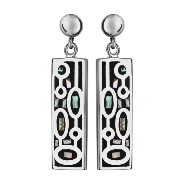 Boucles d'oreilles Acier 316 L avec Nacre Forme Rectangulaire Noir