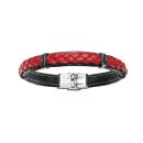 Bracelet Acier 316 L et Cuir Tressé Rouge et Noir