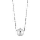 Collier Acier 316 L Pendentif Boule Céramique Blanche + Zirconium