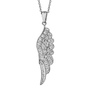 Collier Acier 316 L  Pendentif Aile d'Ange avec Strass