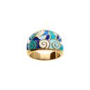 Bague Acier 316 L Doré Résine Bleu
