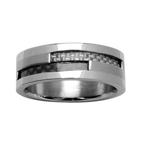 Bague Homme Alliance Acier 316 L et Carbone