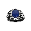 Bague Chevalière Acier Pierre Bleu Synthétique 